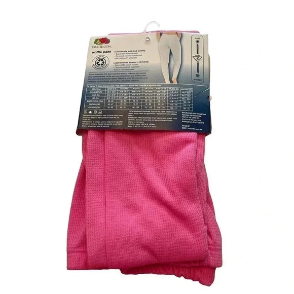 Fruit of the Loom Womens Beyond Soft Pink Waffle Thermal Pants S/ch (4-6) - Picture 2 of 3